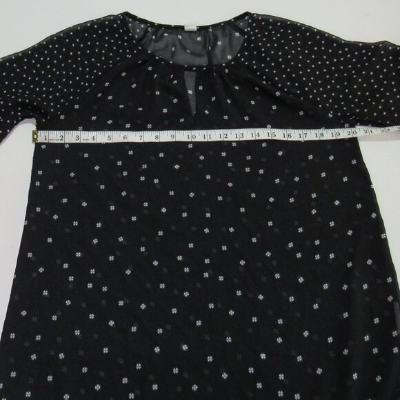 Old Navy Women's Chiffon Keyhole Long Sleeve Retro Ditsy Floral Black Size M - Picture 4 of 6